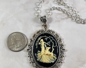 Goddess Diana Cameo Necklace: Artemis, Huntress, Greek Mythology