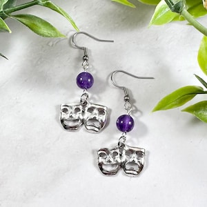 Comedy and Tragedy Masks Earrings - Ancient Greek Theatre, The Muses