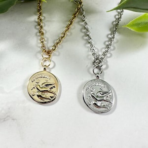 Aphrodite Coin Necklace - Silver or Gold Tone, Greek Goddess Jewelry, Greek Mythology