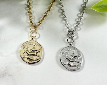 Aphrodite Coin Necklace - Silver or Gold Tone, Greek Goddess Jewelry, Greek Mythology
