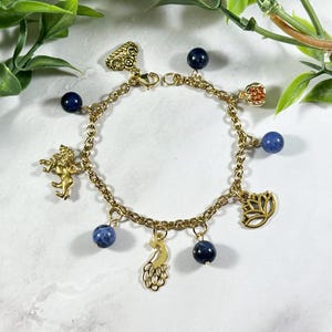 Hera Charm Bracelet - Gold Tone Version, Greek Goddess, Greek Mythology Jewelry