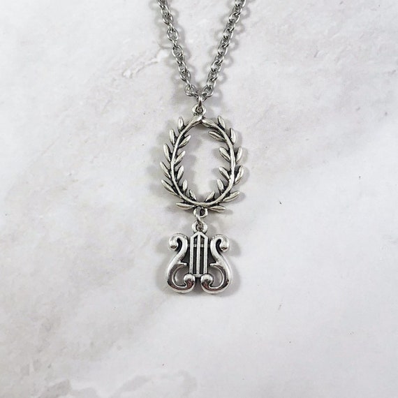 Apollo Necklace Laurel Wreath and Lyre Greek Mythology Etsy