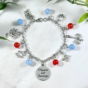 Odysseus and Penelope Charm Bracelet - The Odyssey, Homer, Greek Mythology Jewelry