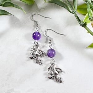Dragon Earrings with Amethyst