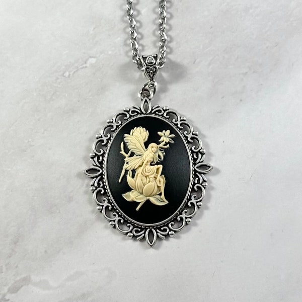 Fairy Cameo Necklace, Fae, Pixie, Fairy Jewelry, Victorian, Gothic, Witch, Witchy Necklace, Wicca, Fae, Faerie, Celtic Mythology