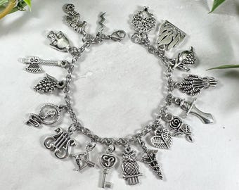 Pulsera con dijes de mitología griega (versión de lujo) - Dioses y diosas del Olimpo