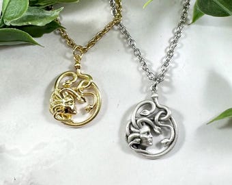 Medusa Necklace - Silver or Gold Tone, Greek Mythology Jewelry