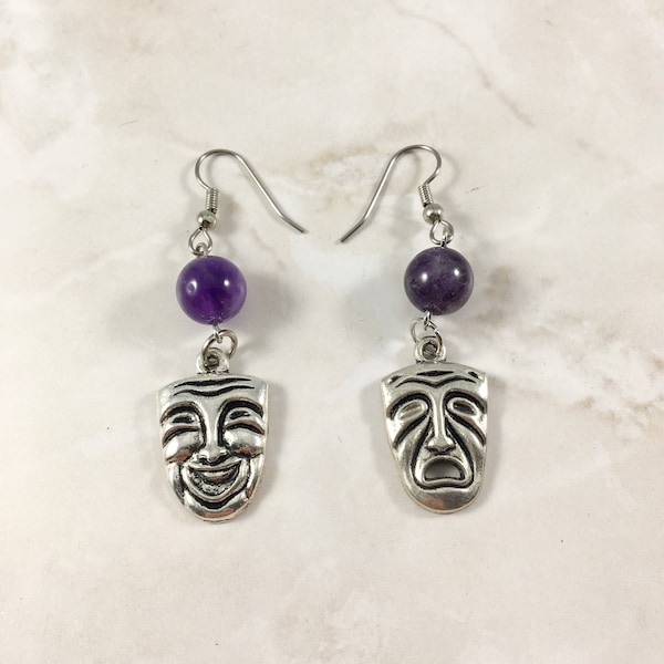 Comedy and Tragedy Earrings, Drama, Masks, Theatre, Greek Theatre, Muses, Dionysus, Shakespeare, Thespian, Actor, Actress