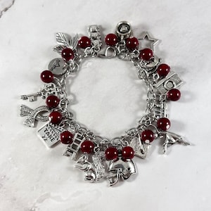 Red Charm Bracelet, Music Inspired Jewelry