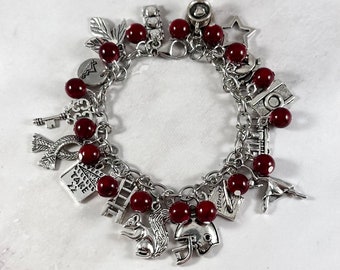 Red Charm Bracelet, Music Inspired Jewelry