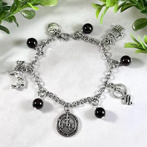 Lilith Charm Bracelet, Witch Jewelry, Pagan Jewelry, Mythology Jewelry, Dark Goddess, Goddess Bracelet