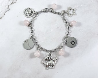Taurus Charm Bracelet, Zodiac Jewelry, Astrology, Sun Sign, Gift for Taurus
