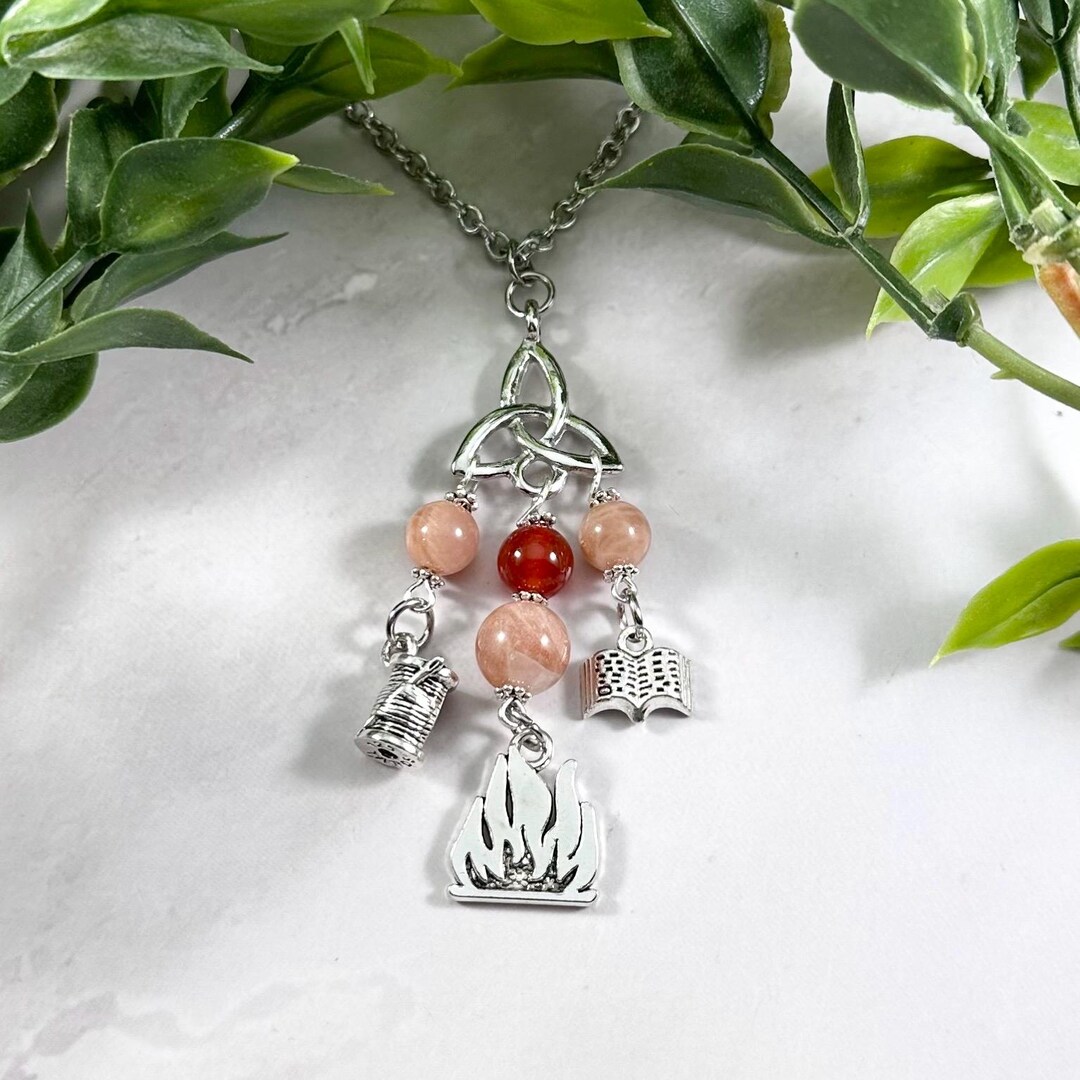 Pendentif Déesse Brigid En Argent 925 - Pierre Naturelle - Style Païen/wiccan