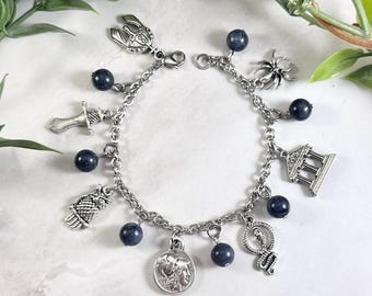 Athena Charm Bracelet with Parthenon Charm - Greek Goddess of Wisdom
