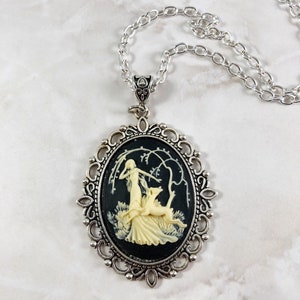 Goddess Diana Cameo Necklace, Artemis, Goddess Jewelry, Greek Mythology, Diana the Huntress, Roman, Victorian, Gothic, Witch, Gift