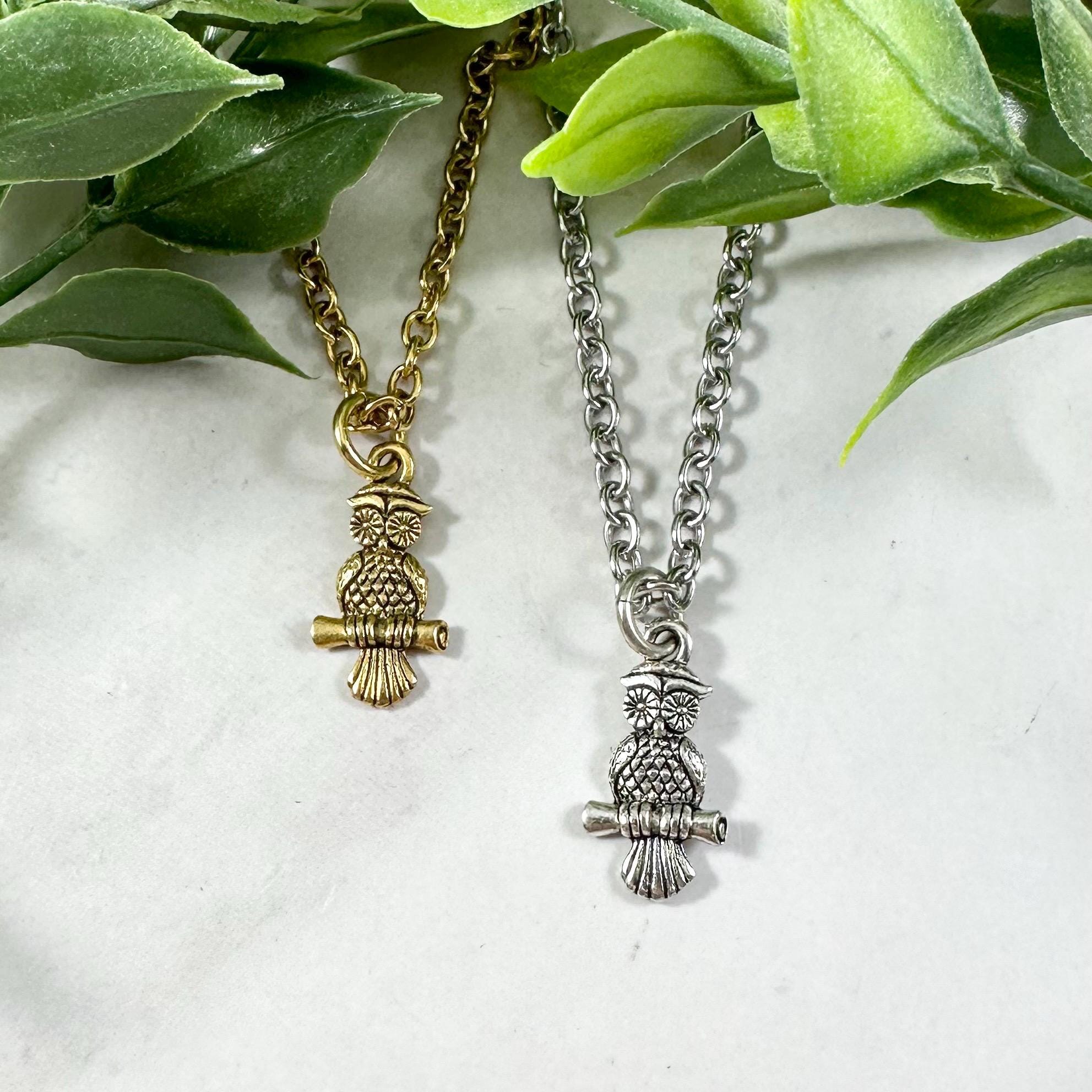 Athena’s Owl Necklace - Silver or 14k Gold Plated, Greek Mythology Jewelry