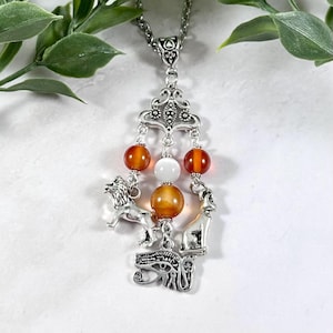 Sekhmet and Bastet Necklace, Egyptian Goddesses, Bast, Kemetic