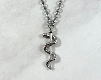 Rod of Asclepius Necklace