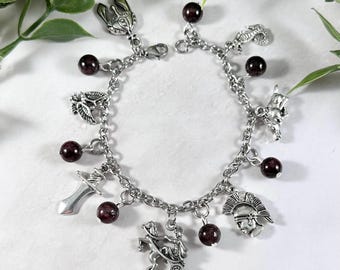 Pulsera con dije de Ares - Versión Deluxe, Dios Griego de la Guerra, Joyería de Mitología Griega