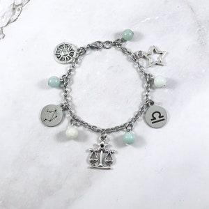Libra Charm Bracelet, Zodiac Jewelry, Astrology, Sun Sign, Gift for Libra
