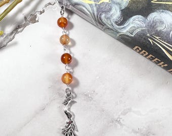Phoenix Charm Bookmark - Mythical Creature Book Accessory