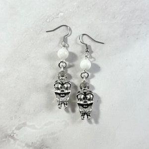 Goddess of Willendorf Earrings with Moonstone, Venus of Willendorf