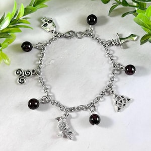 The Morrígan Charm Bracelet, Morrigan, Morrigu, Celtic Goddess, Irish Mythology