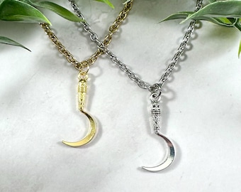 Sickle Necklace in Silver or Gold Tone