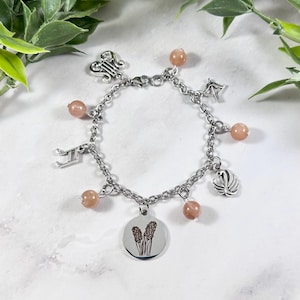 Hyacinthus and Apollo Charm Bracelet, Hyacinth, Greek Mythology Jewelry