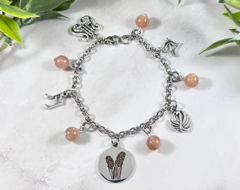 Hyacinthus and Apollo Charm Bracelet, Hyacinth, Greek Mythology Jewelry
