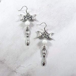 Triple Goddess Earrings, Triple Moon, Witchy Jewelry