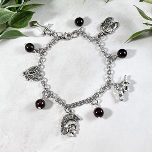 Ares Charm Bracelet, Greek Mytholgy Jewelry, Greek Gods Bracelets, Mars, Roman Mythology, God of War, Hellenic