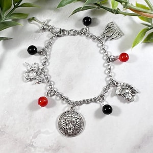 Deimos and Phobos Charm Bracelet - Sons of Ares, Greek Mytholgy Jewelry, Greek Gods Bracelets