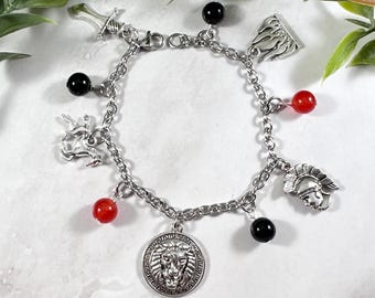 Pulsera con dijes de Deimos y Fobos - Hijos de Ares, joyería de la mitología griega, pulseras de dioses griegos