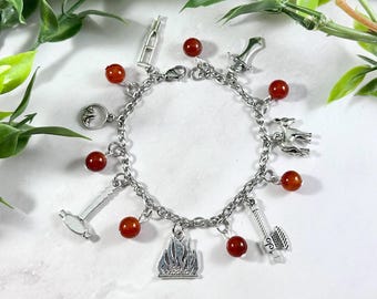 Hephaestus Charm Bracelet - Deluxe Version, Greek God of the Forge, Greek Mythology Jewelry