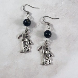 Thanatos Earrings, Greek Mythology Jewelry, Grim Reaper