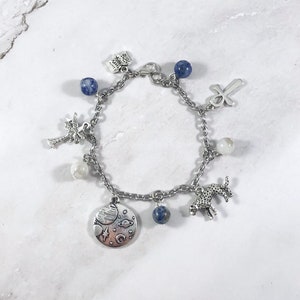 Seshat Charm Bracelet, Egyptian Goddess, Egyptian Mythology Jewelry, Kemetism, Pagan, Ankh, Deity