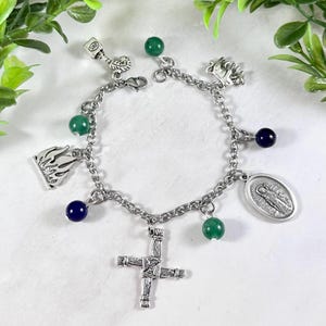 Saint Brigid Charm Bracelet, Saint Brigid of Kildare, Patroness Saint of Ireland