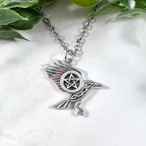 The Morrigan’s Raven Necklace, Irish Goddess of War and Fate, Crow