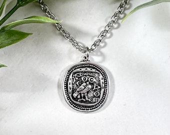 Owl of Athena Necklace: Ancient Greek Coin Replica Pendant
