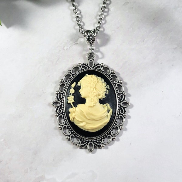 Persephone Cameo Necklace, Goddess Jewelry, Greek Mythology, Roman Mythology, Proserpina, Victorian, Gothic, Witch, Witchy Necklace