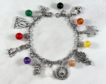 Wheel of the Year Charm Bracelet, Witchy Jewelry