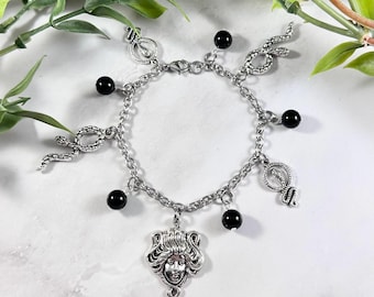 Medusa Charm Bracelet: Greek Mythology Gorgon Jewelry