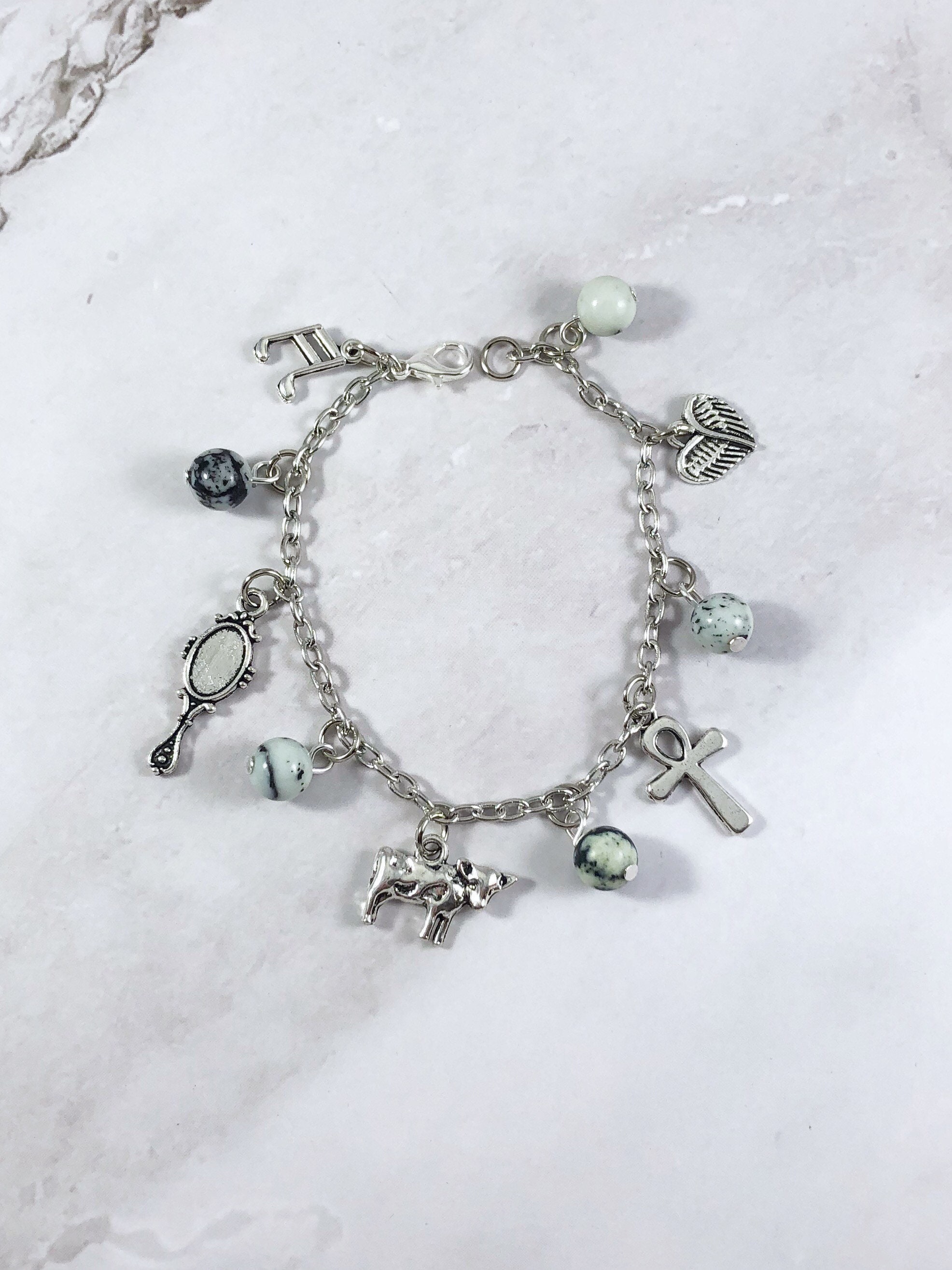 Hathor Charm Bracelet Egyptian Goddess Egyptian Mythology Etsy