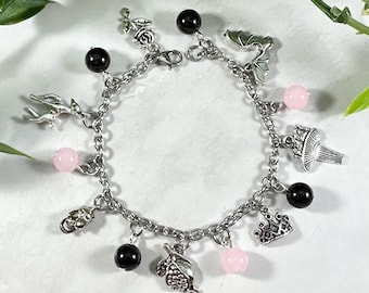 Persephone Charm Bracelet - Deluxe - Greek Mythology Jewelry, Greek Goddess, Queen of the Underworld, Pagan, Hellenic
