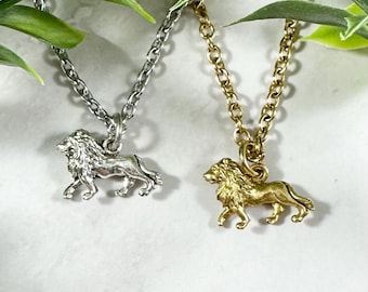 Circe’s Lion Necklace with a Sterling Silver or 14k Gold Plated Charm