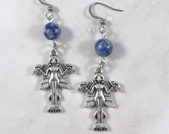Goddess Ishtar Earrings, Inanna, Queen of the Night