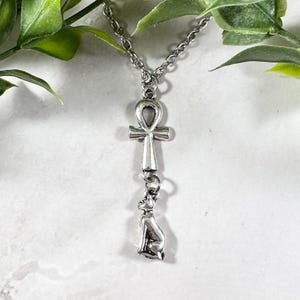 Bastet Necklace, Bast, Egyptian Cat Goddess, Ankh