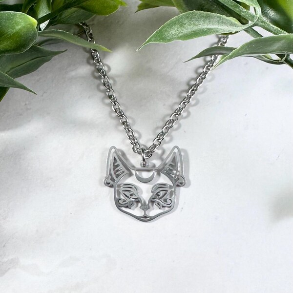 Bastet Necklace, Bast, Egyptian Cat Goddess, Ankh