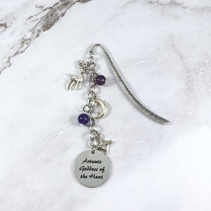 Artemis Bookmark, Greek Goddess, Greek Mythology, Goddess of the Hunt, Diana, Moon, Metal Bookmark, Book Accessory, Hellenic